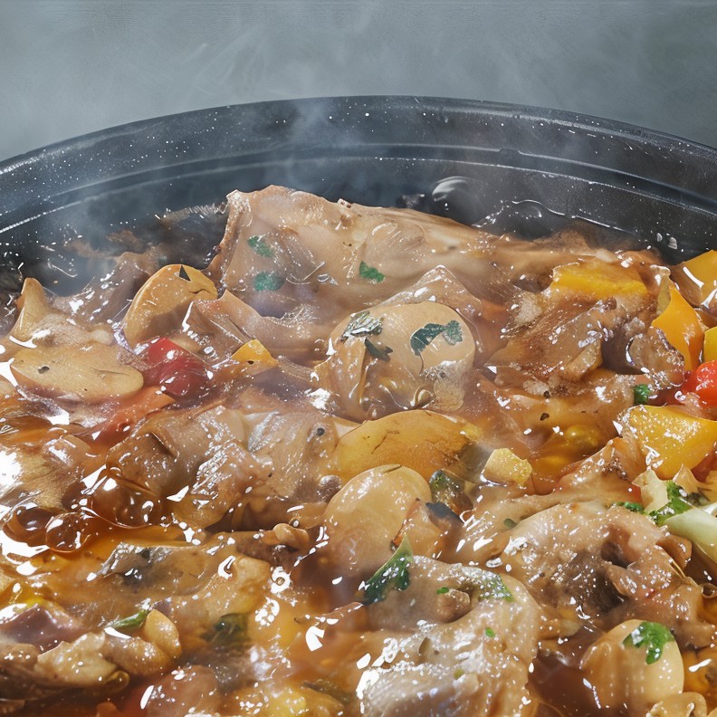 Кролик тушеный с чесноком