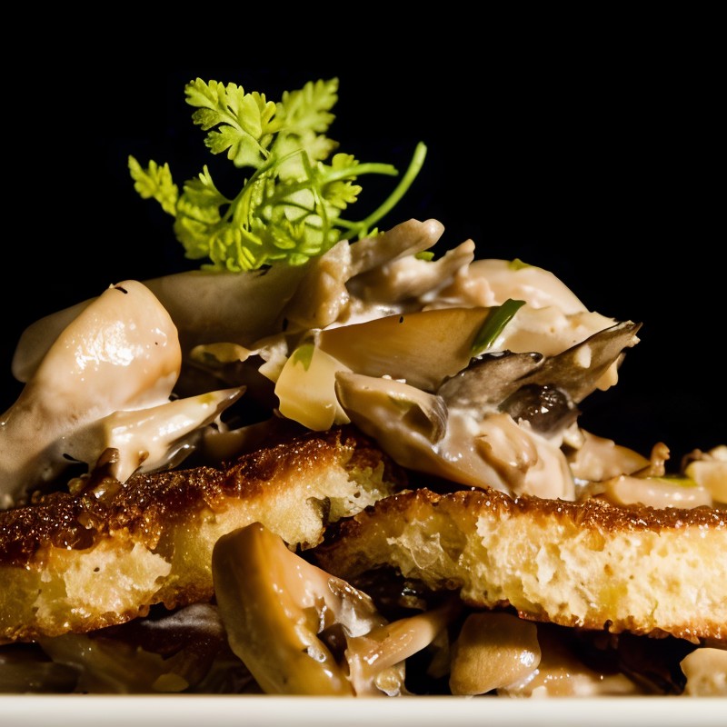 Кростини с грибами и тимьяном