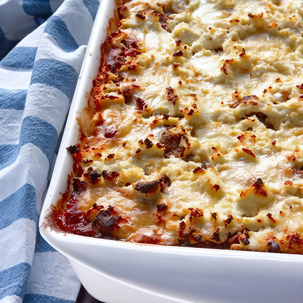 Кугель из лапши с рикоттой, изюмом и яблоками