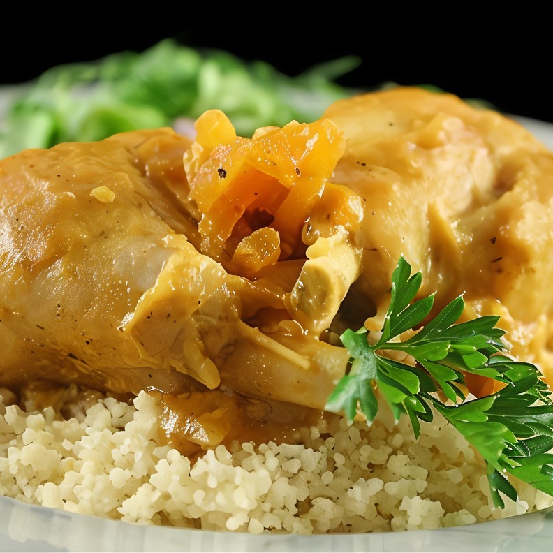 Курица с абрикосами и имбирем