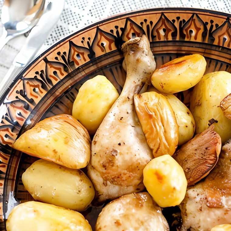 Курица с айвой, имбирем и шафраном