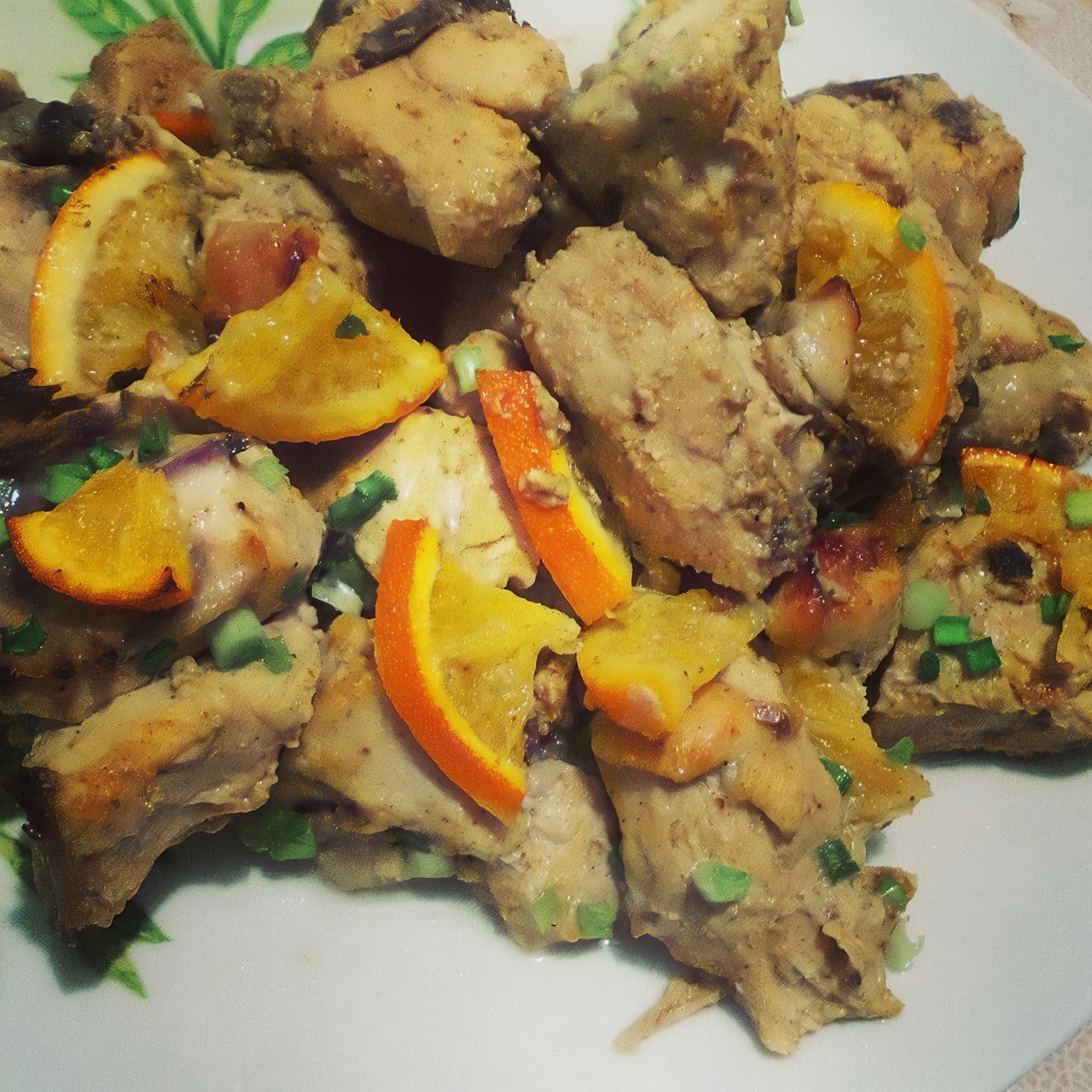 Курица с апельсинами, карри и медом