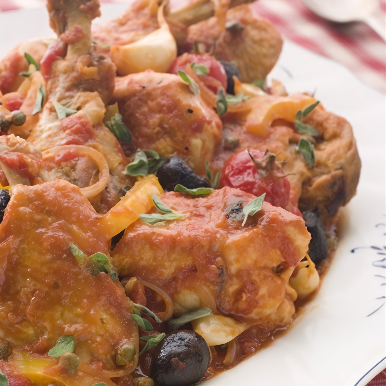 Курица, тушенная с маслинами