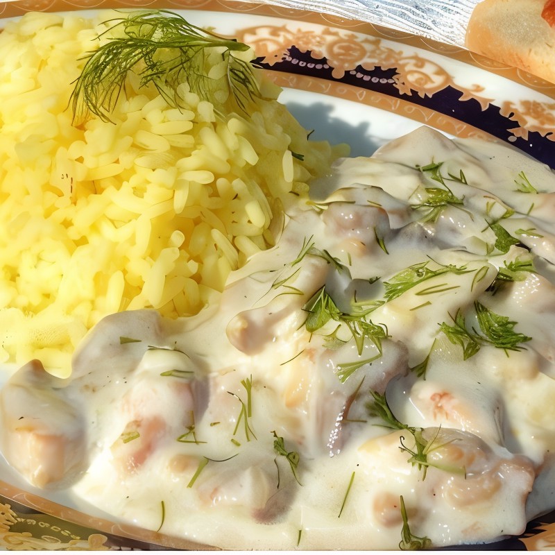 Курица в молочно-чесночном соусе с зеленью