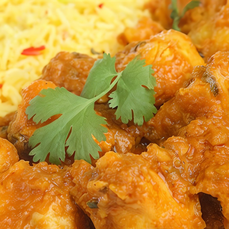 Курица в сливочном соусе карри с ананасом