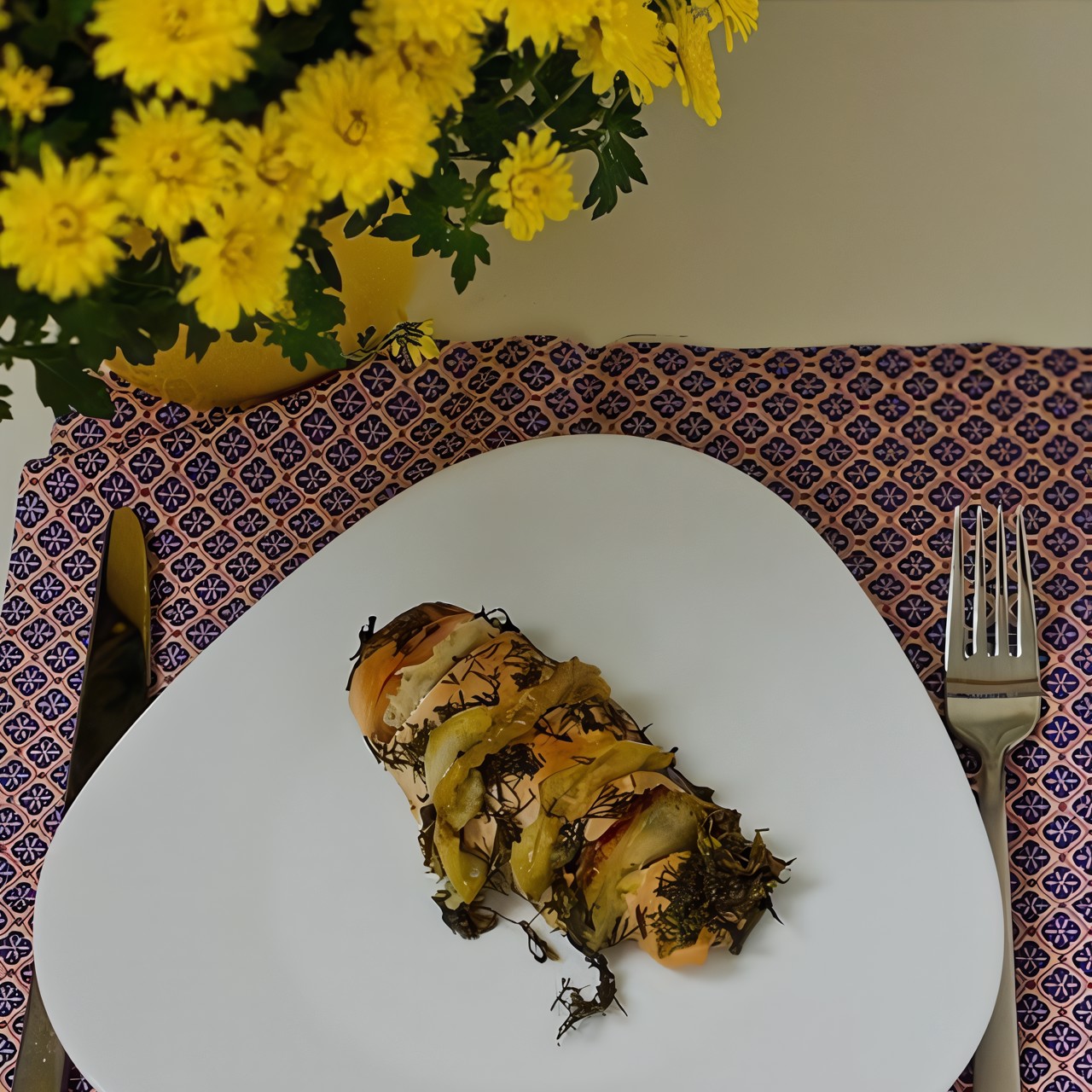 Курица, запеченная с яблоками