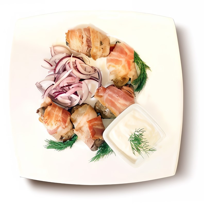 Куриная печень в беконе