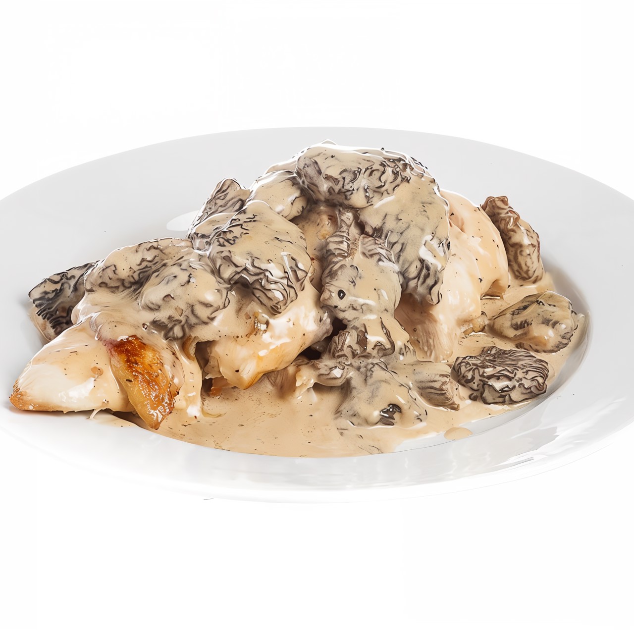 Куриная грудка со сморчками и сливочно-хересным соусом
