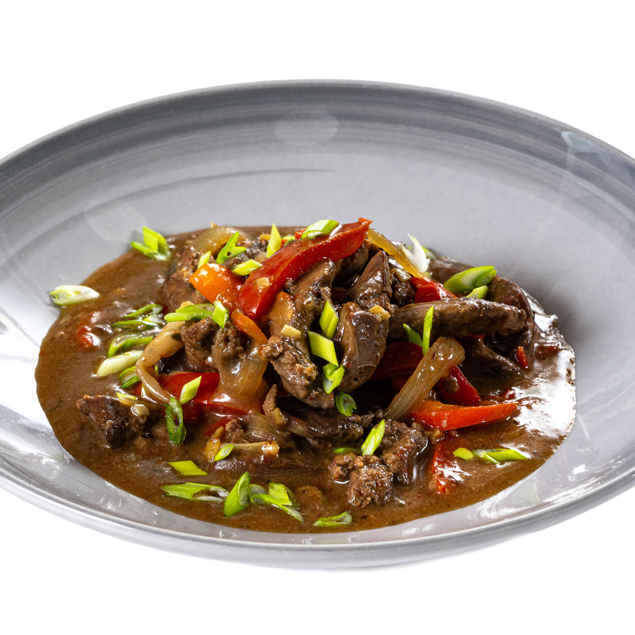 Куриная печень с овощами по-азиатски