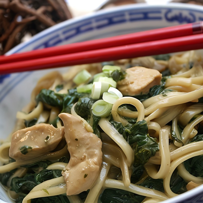 Куриные грудки с лапшой удон