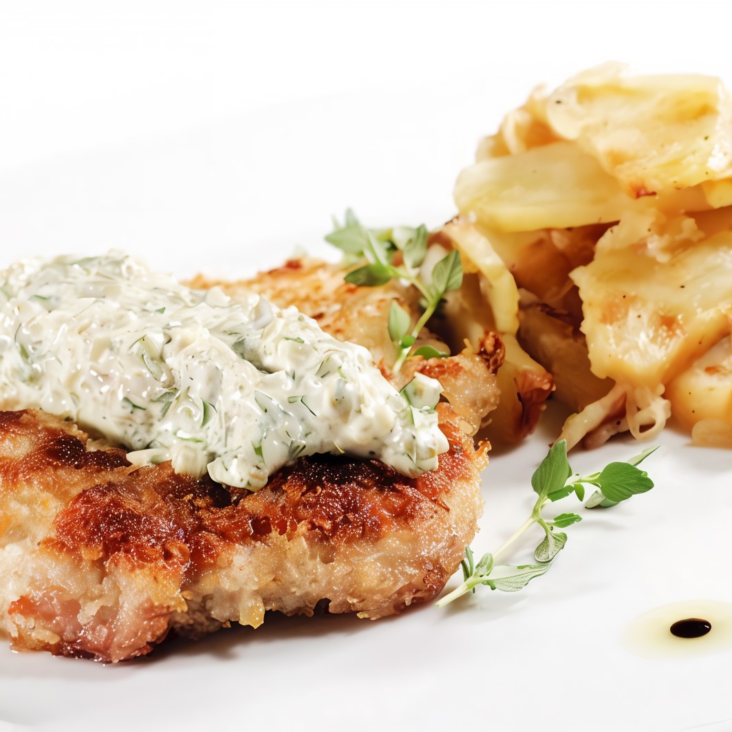 Куриные котлеты со сливочным соусом с травами