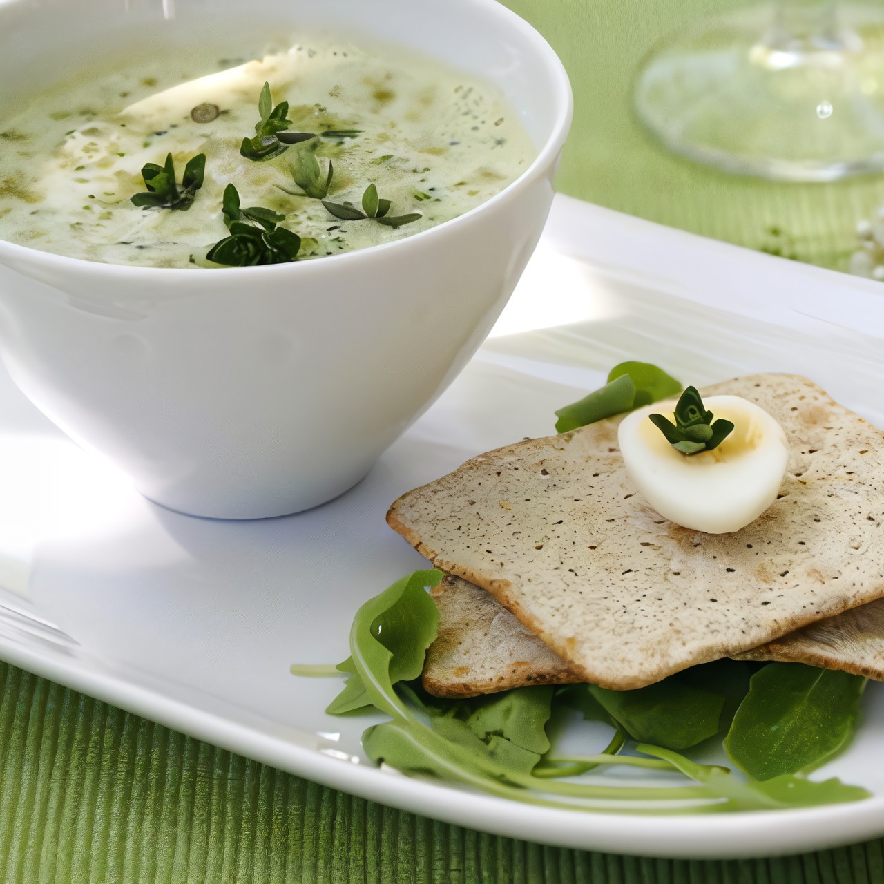 Куриный суп с яйцом и зеленым луком