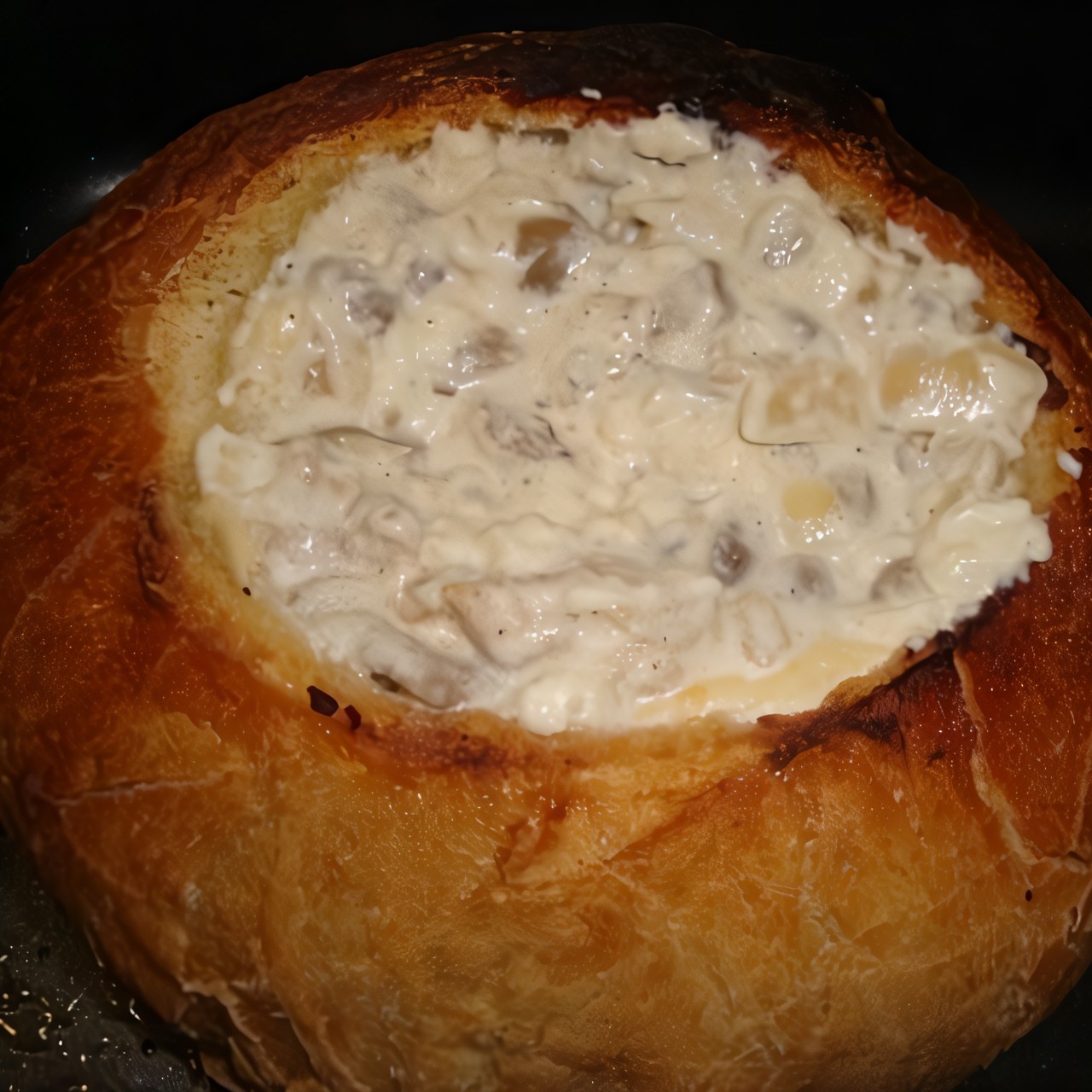 Куриный жюльен в хлебе