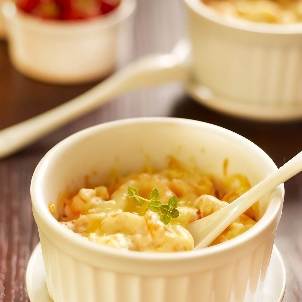 Куриный жюльен в сливочном соусе с золотистой корочкой из пармезана