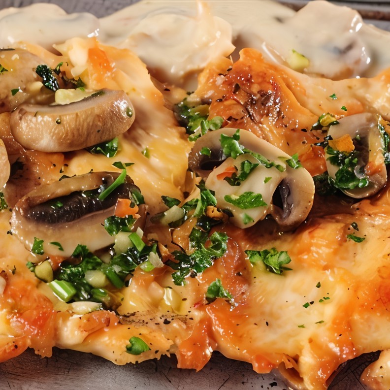 Куриное филе с грибами и сметанным соусом