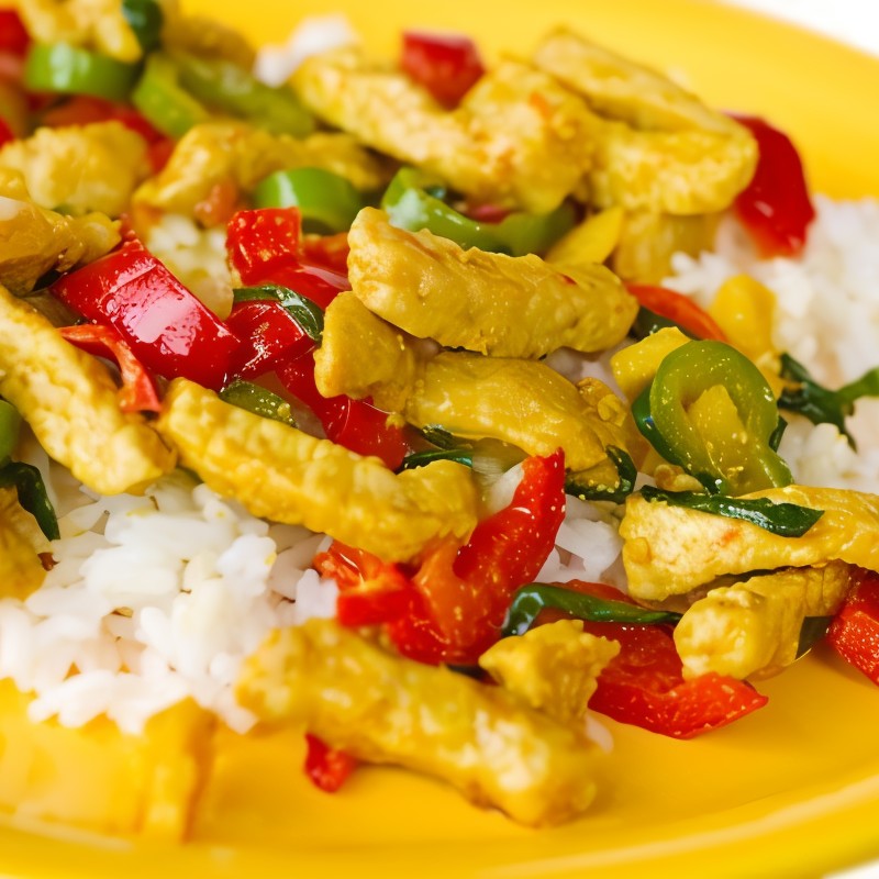 Куриное рагу с грибами и перцами