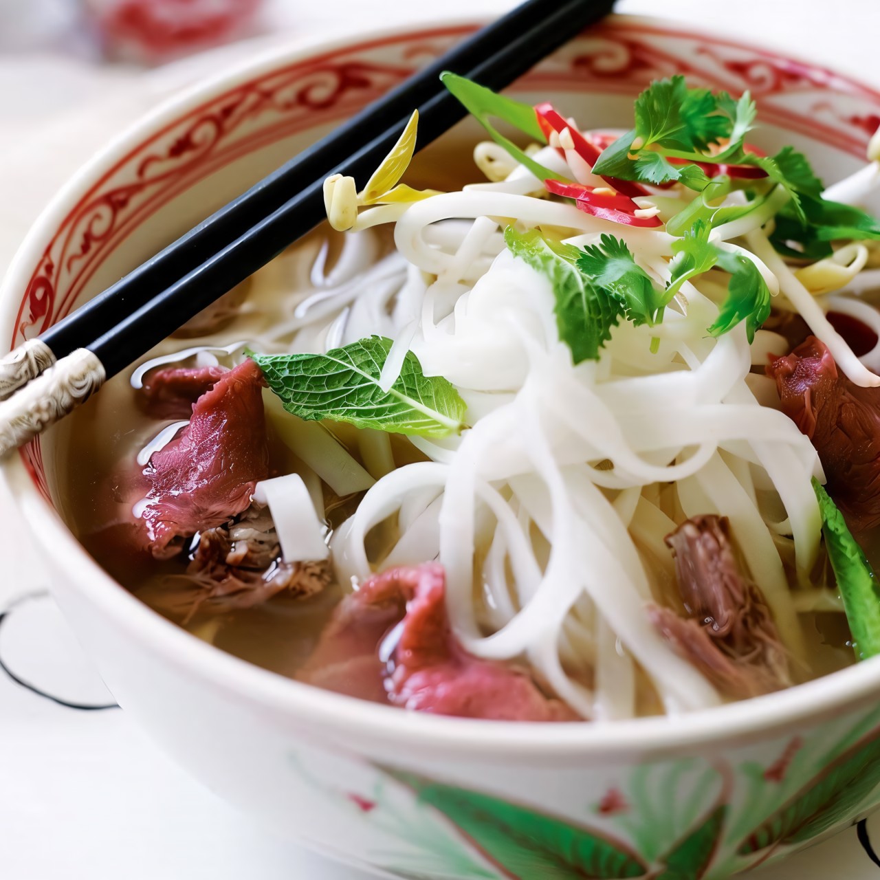 Куриный суп с рисовой лапшой