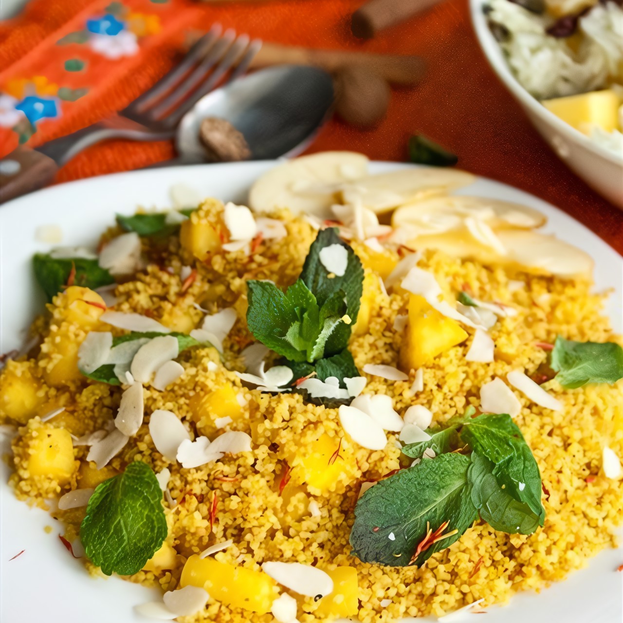 Кускус с манго, мятой и куркумой