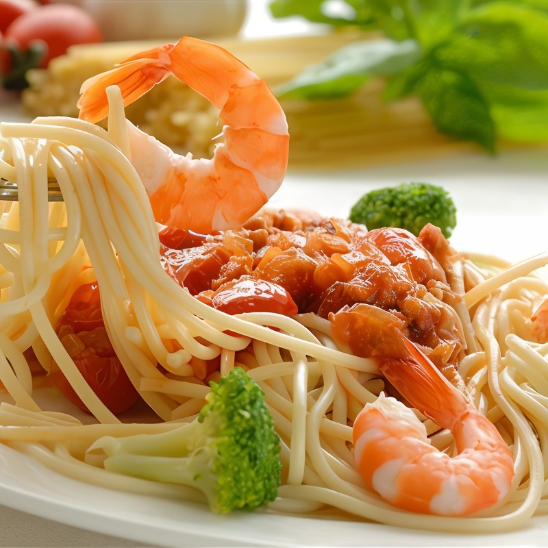 Лапша с морепродуктами и шафраном