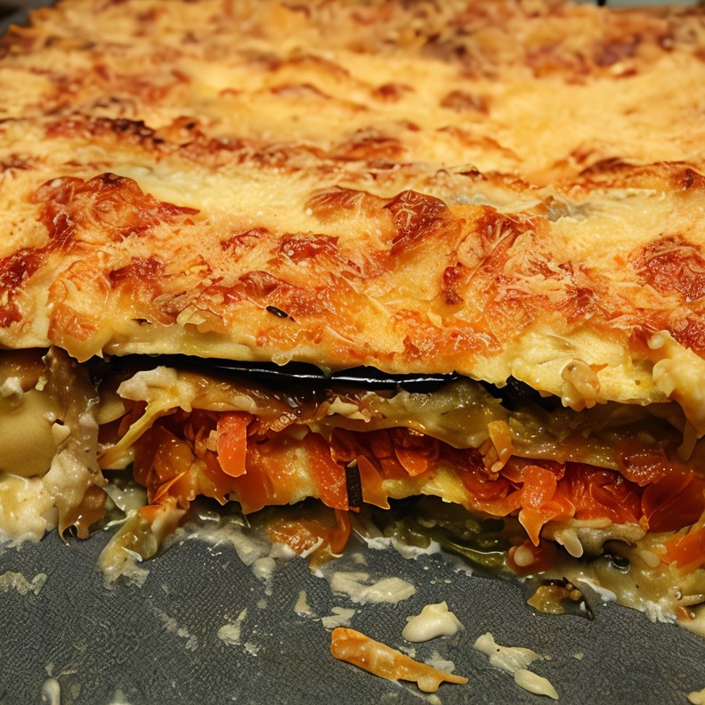 Лазанья с баклажанами, песто, фундуком и петрушкой