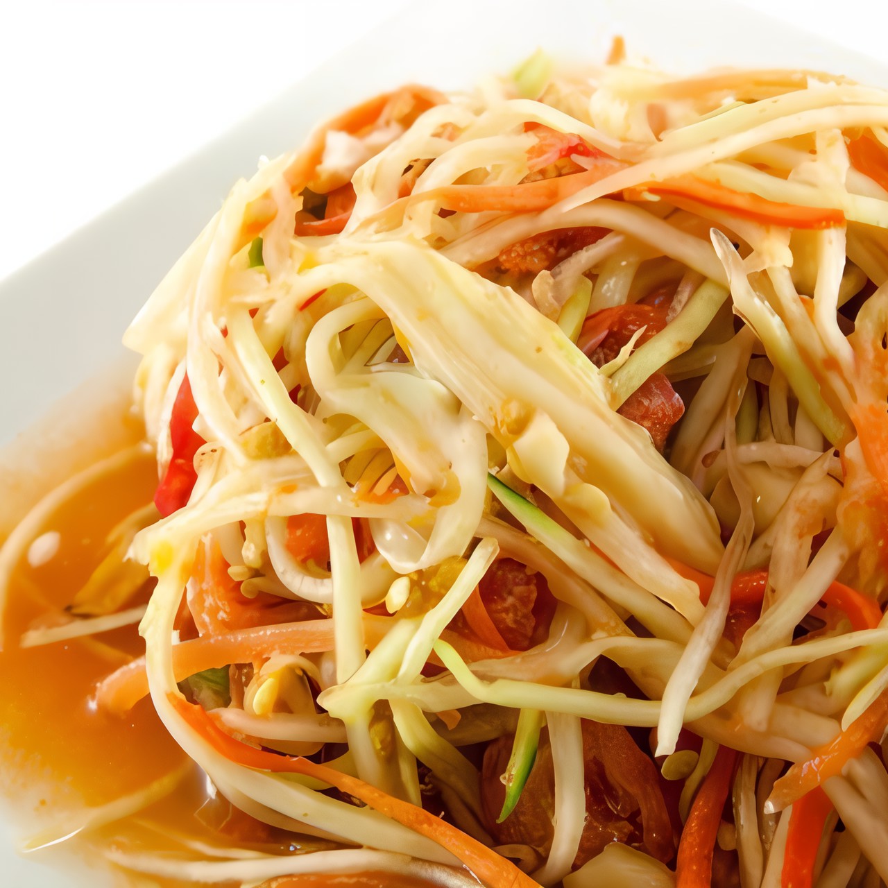 Легкий салат из зеленой папайи и сладкого лука с лаймовой заправкой