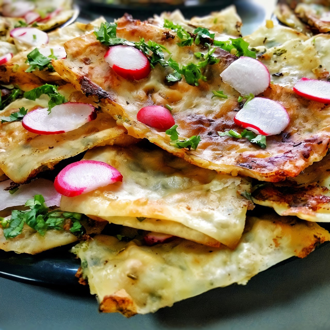 Лепешки с сыром, грибами и зеленью