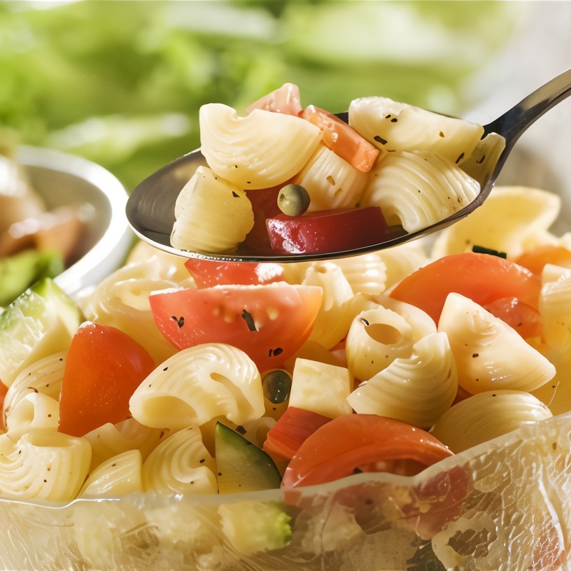 Летний салат с макаронами