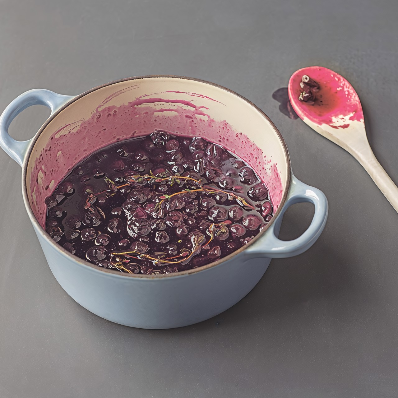 Лимонно-имбирный поссет с компотом из голубики и лимона