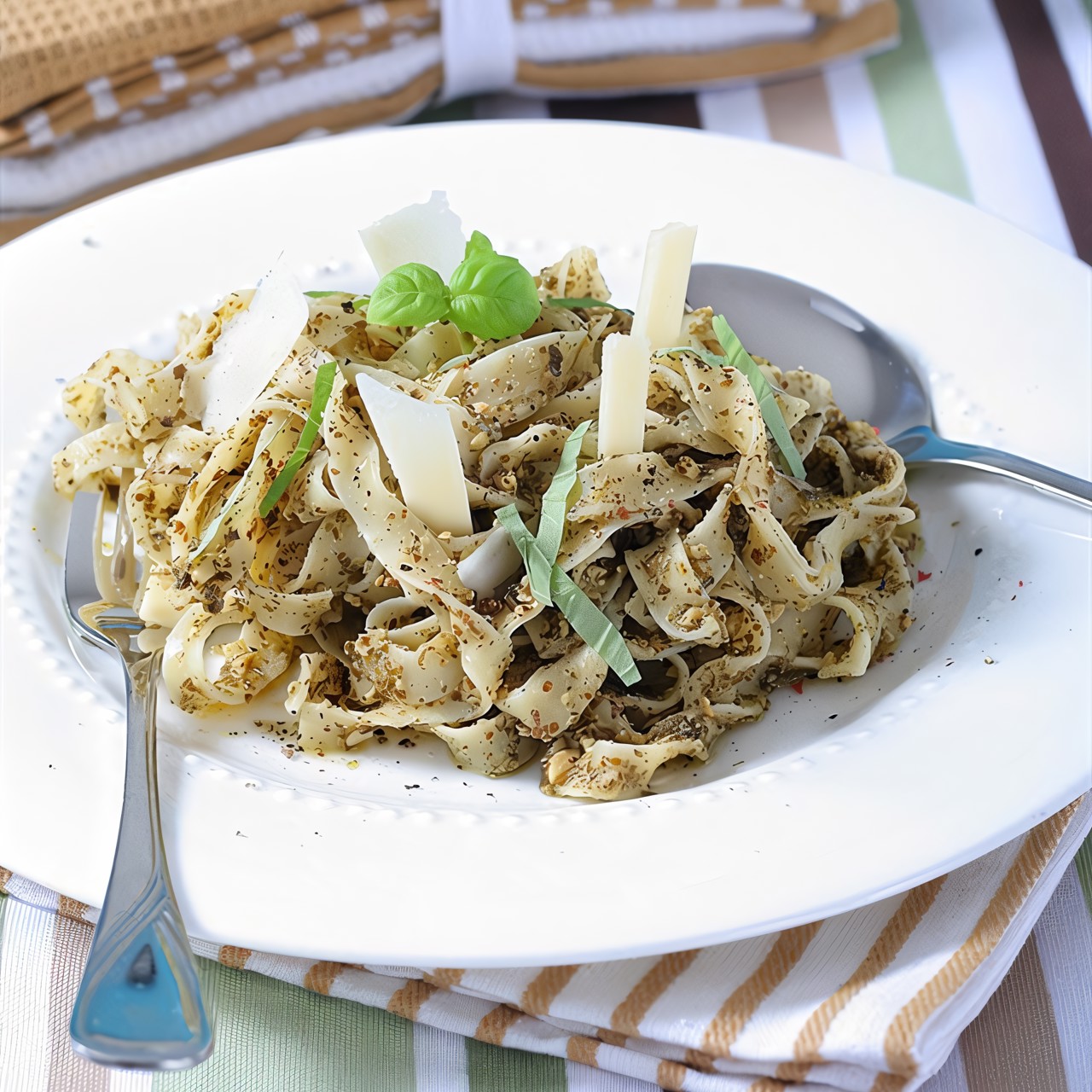 Лингвини с песто из рукколы и пекана