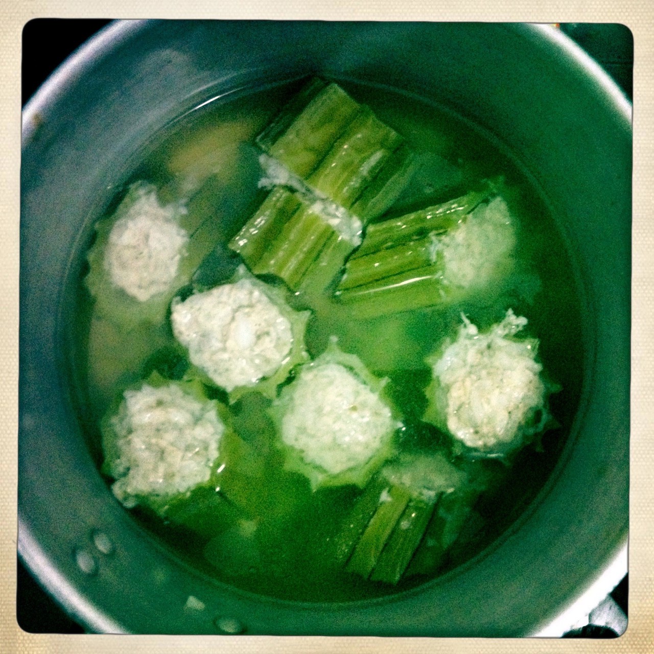 Люфа, фаршированная мясом и рисом