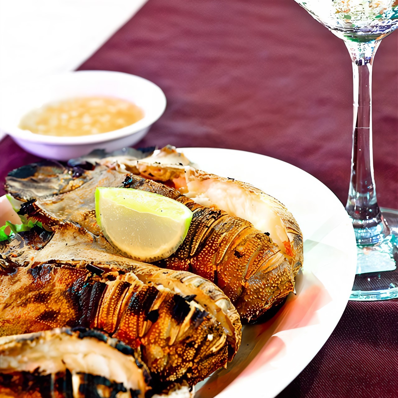 Лобстер в лимонно-масляном соусе с жареными лимонами