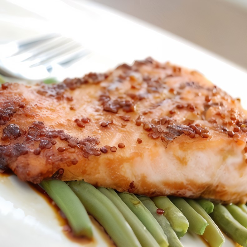 Лосось на гриле с горчичным соусом