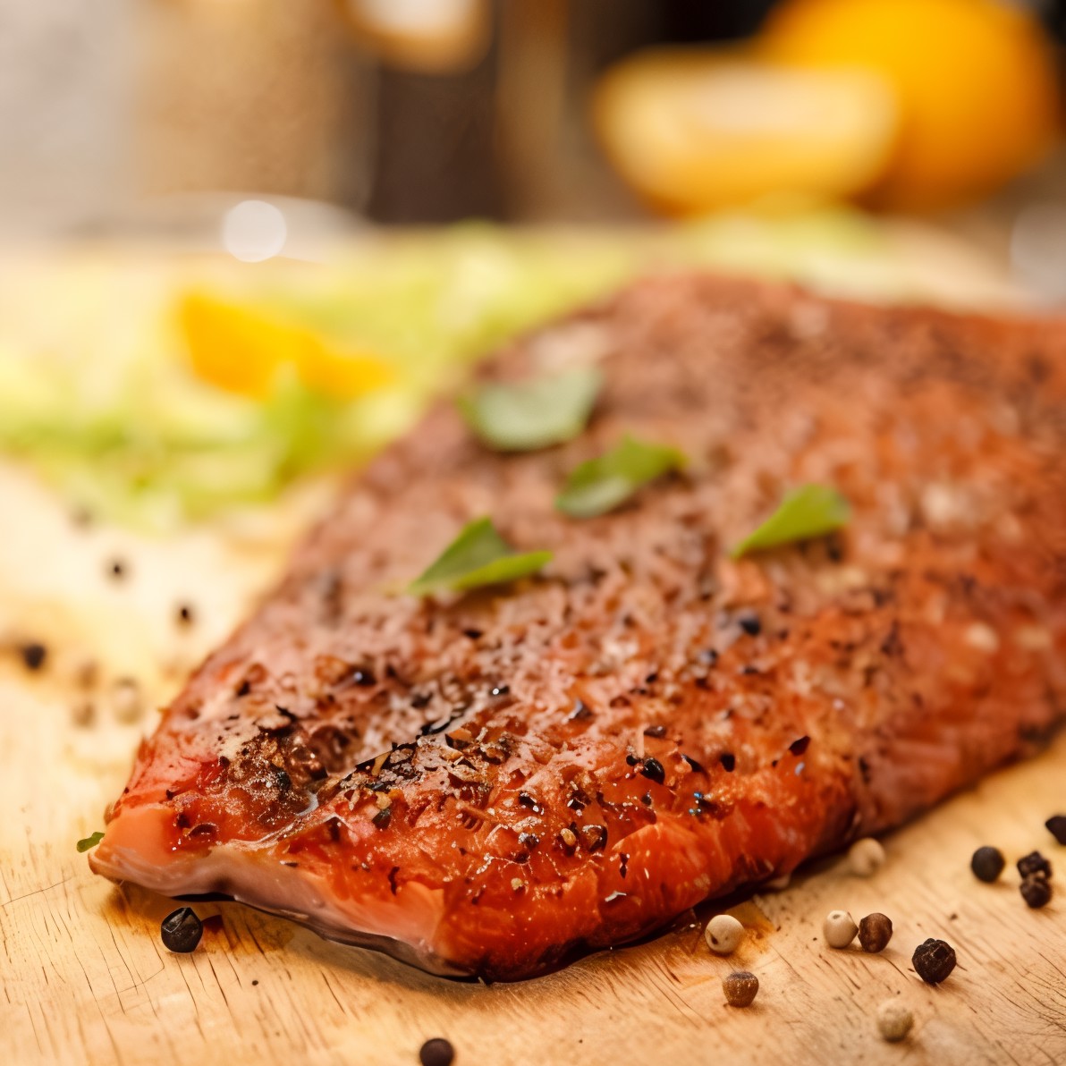 Лосось на гриле в кленовом сиропе и апельсиновом соке