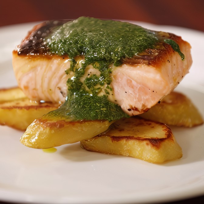 Лосось с мятной сальсой