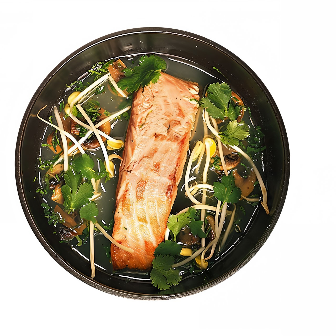 Лосось с острым лимонным бульоном