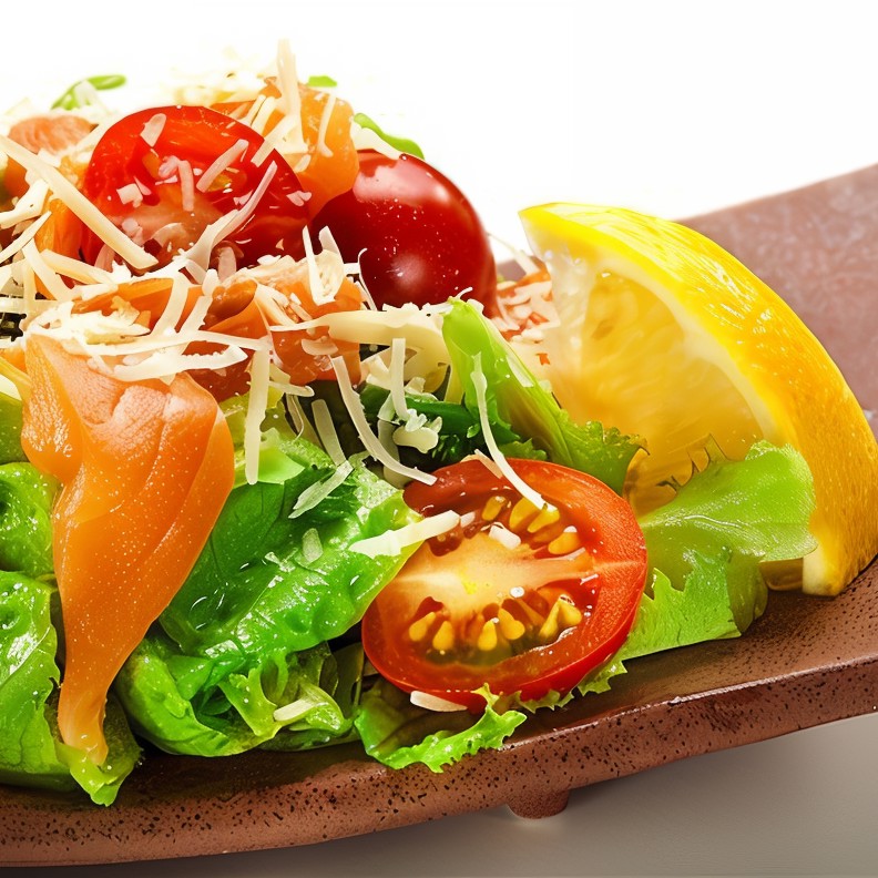 Лосось с салатом