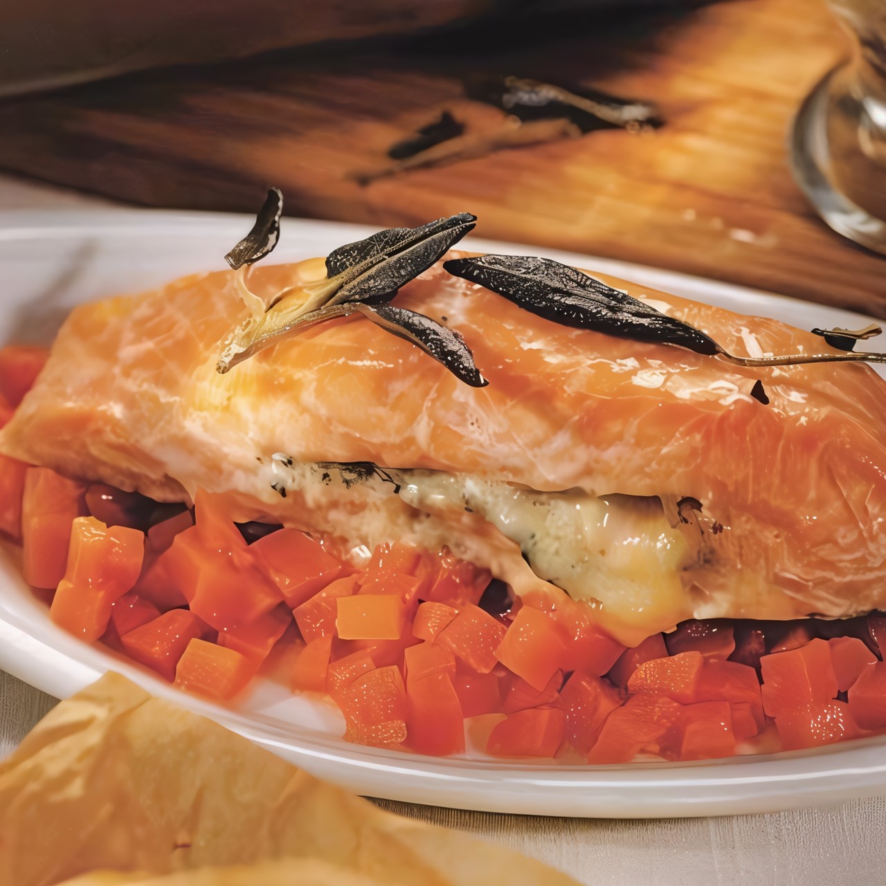 Лосось с сырной начинкой