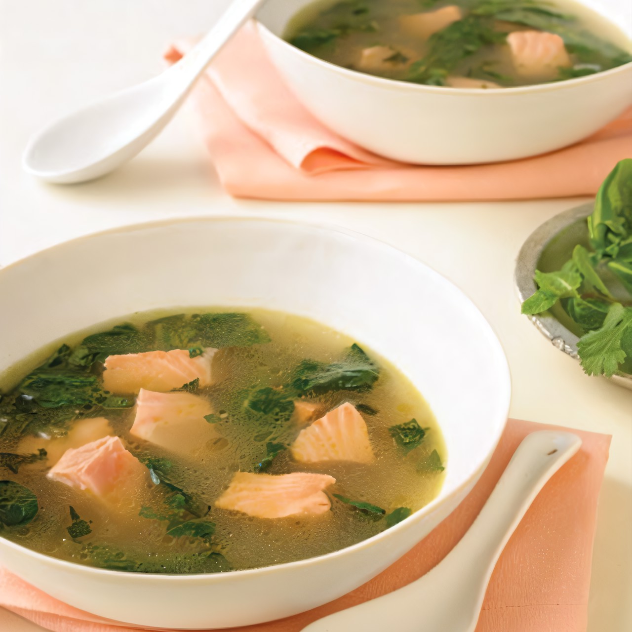 Лосось в зеленом бульоне с карри