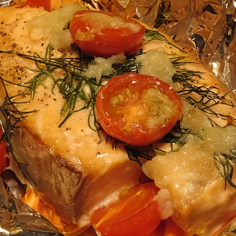 Лосось, запеченный в фольге с овощами
