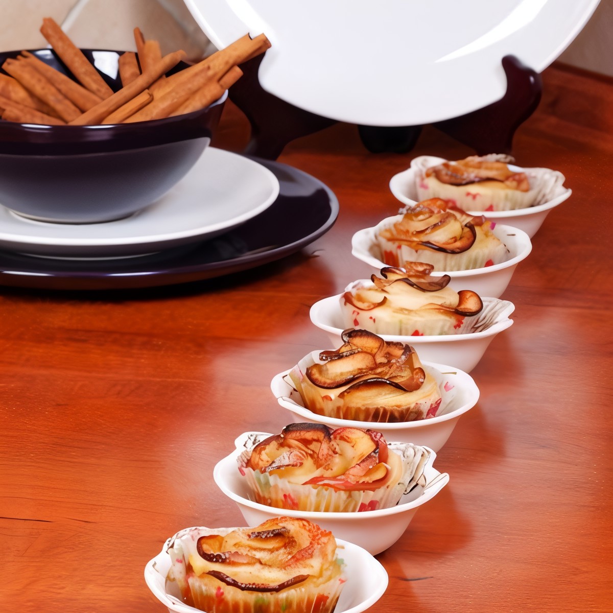 Маффины с кусочками яблок, грецкими орехами и корицей