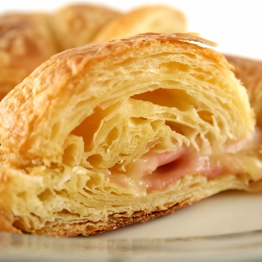 Маленькие слоеные пирожки с ветчиной