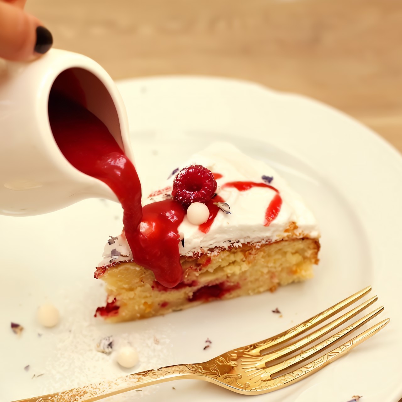 Малиновый пирог с сиропом