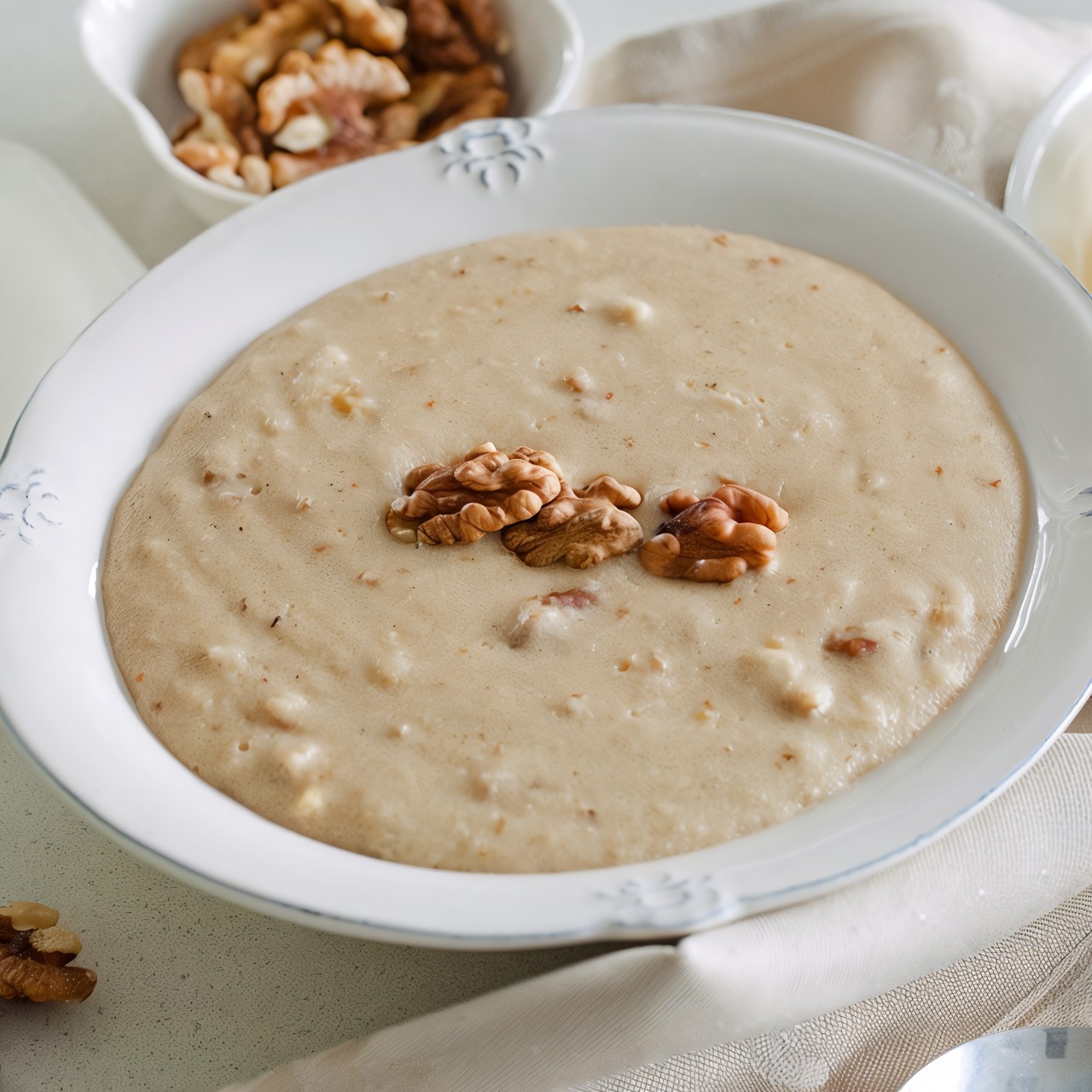 Манная каша с орехами