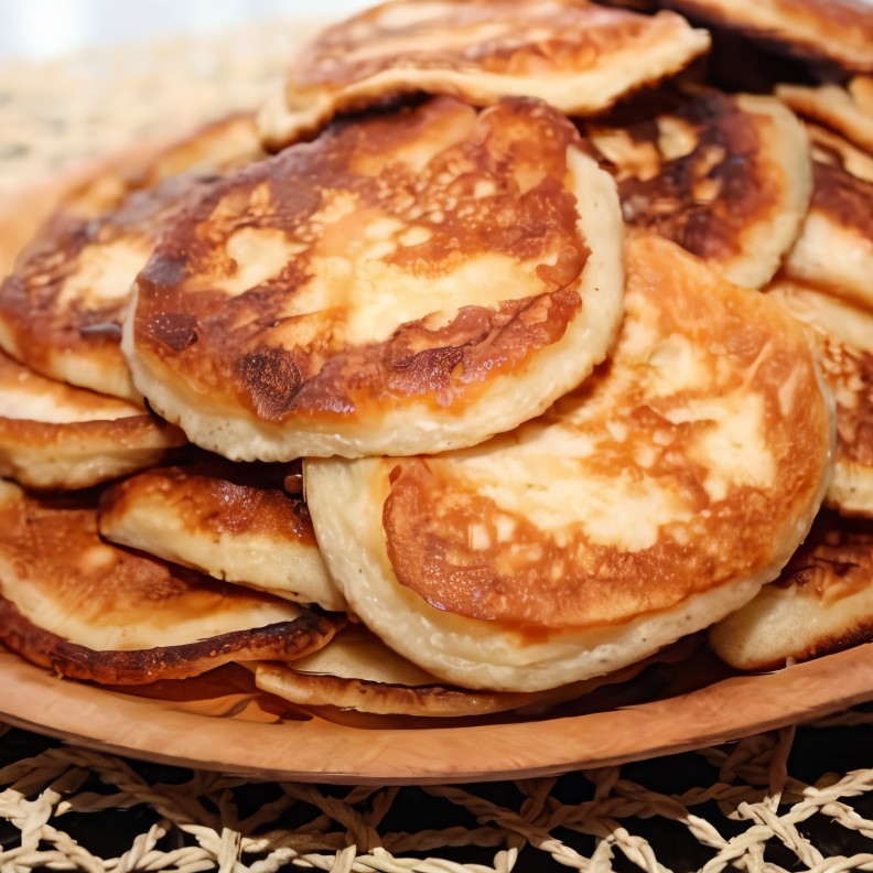 Манные оладьи с яблоками и изюмом