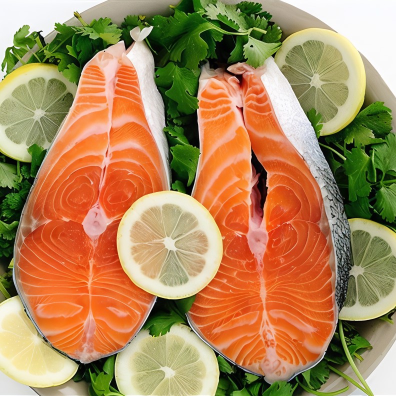 Маринованный лосось с салатом из чили, огурца и сока лайма