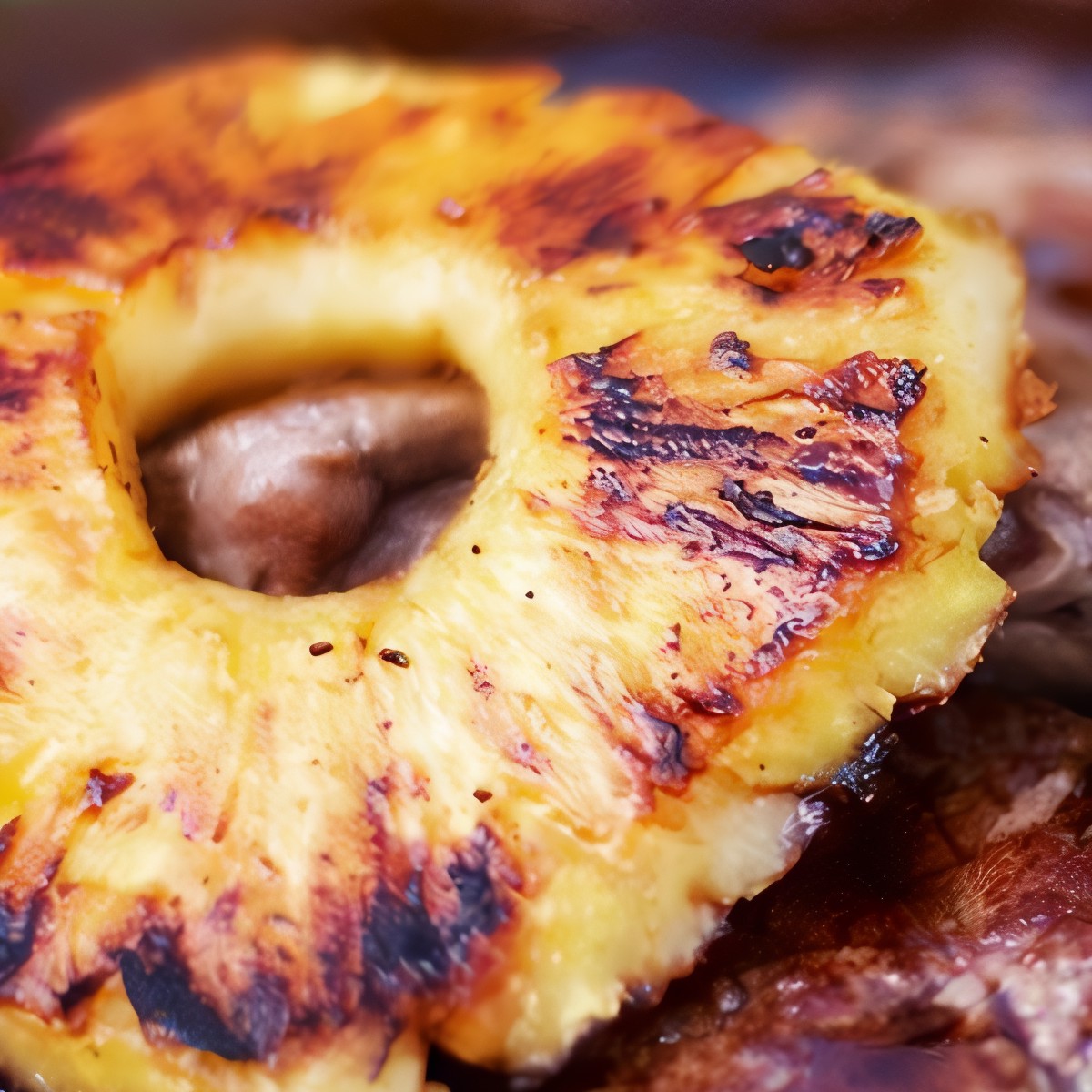 Маринованный в вишневом ликере и меде ананас на гриле