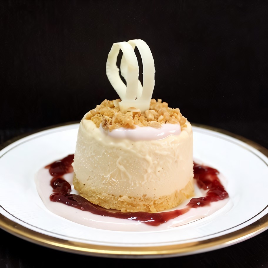 Мельба (персиковое парфе с малиновым соусом)