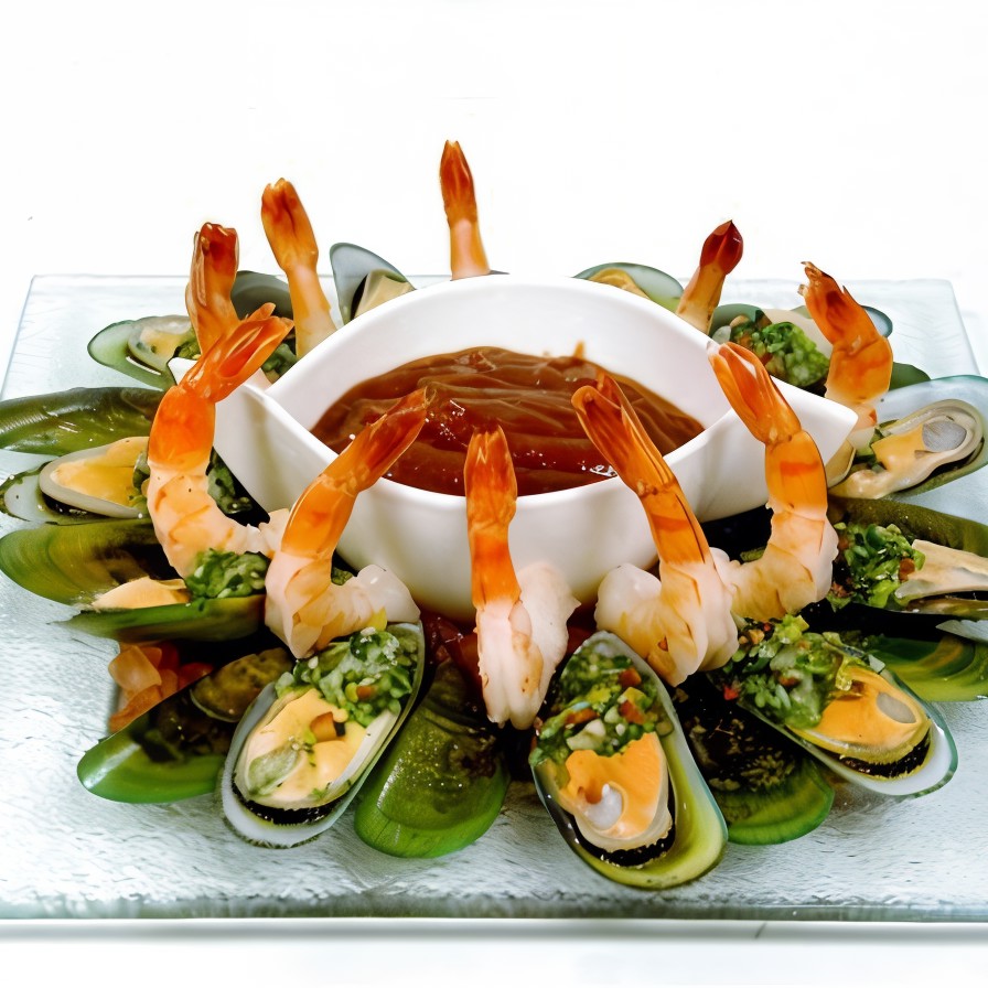 Мидии с песто на ракушках