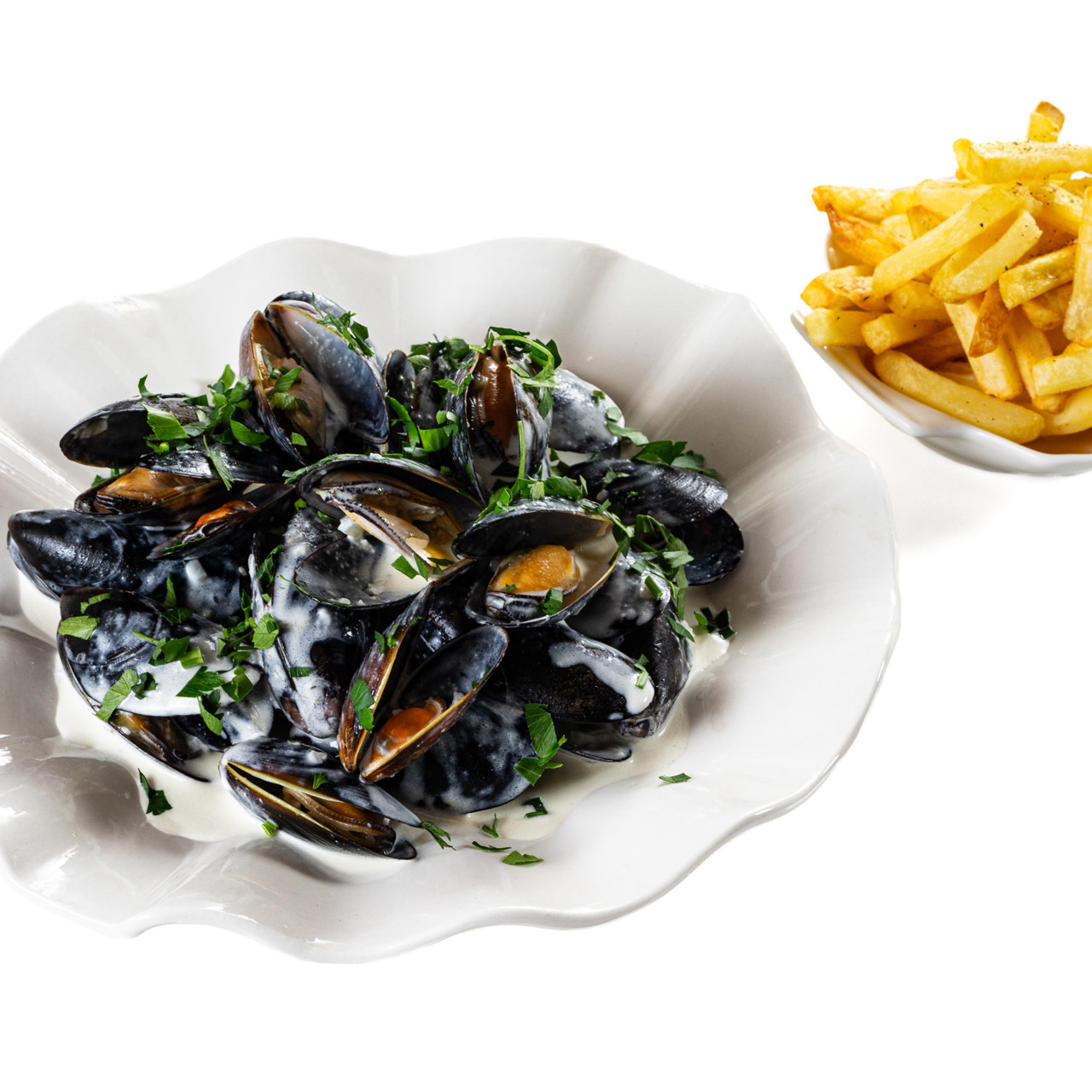 Мидии в соусе из голубого сыра