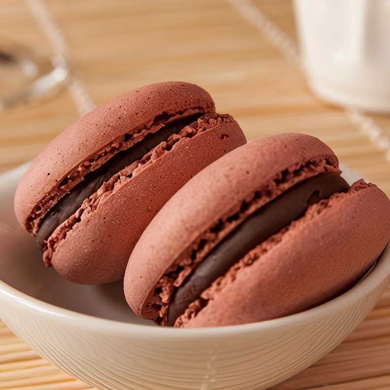 Миндальные пирожные макароны с шоколадной начинкой